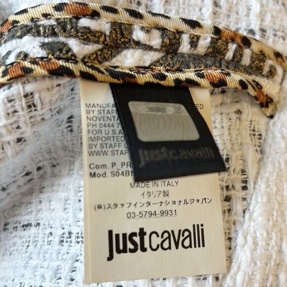 Vintage Just Cavalli Gold, Black & White 3/4 Sleeve Jacket w Ruffle Hem & Cuffs - Picture 8 of 10